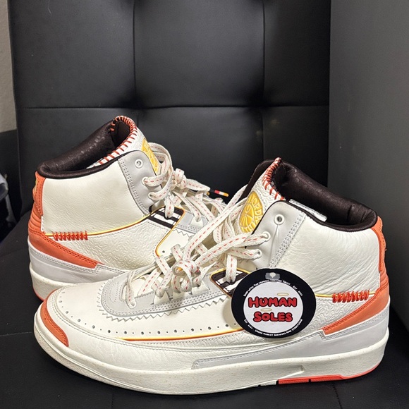 Other - White and Orange High-Top Sneakers